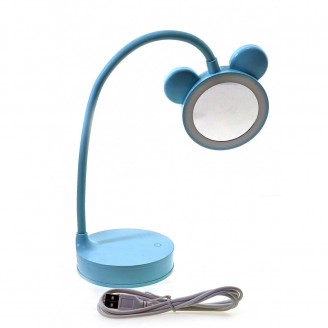 Зеркало настольное с LED подсветкой  на аккумуляторе синее (29х10х10 см)