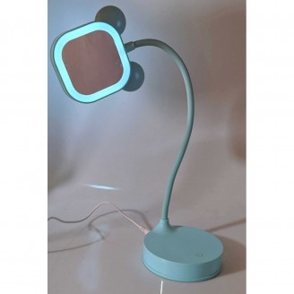 Зеркало настольное с LED подсветкой  на аккумуляторе голубое (28х10х10 см)