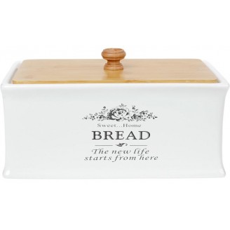 Хлебница керамическая Sweet Home BREAD 32х18.5х18.5см с деревянной крышкой