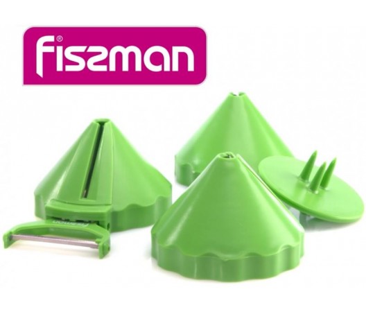 Набор 3 овощерезки Fissman Ø7х4.5см для декорирования блюд + овощечистка