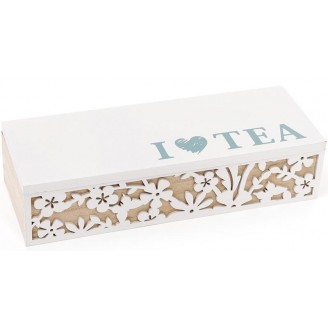 Коробка-шкатулка Bona I Love Tea для чая и сахара 3-х секционная 24x9x6 см