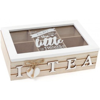 Коробка-шкатулка Bona I Love Tea для чая и сахара 6-ти секционная 24x16x7 см