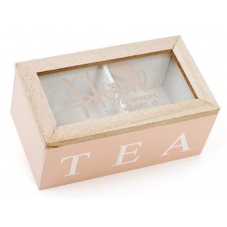 Коробка-шкатулка Bona I Love Tea для чая и сахара 2-х секционная 16x9x7 см