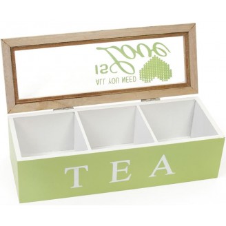 Коробка-шкатулка Bona I Love Tea для чая и сахара 3-х секционная 24x9x7 см