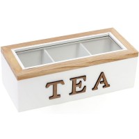 Коробка-шкатулка Bona I Love Tea для чая и сахара 3-х секционная 23x10.5x8 см