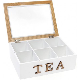 Коробка-шкатулка Bona I Love Tea для чая и сахара 6-ти секционная 23x17.5x8 см