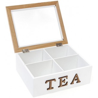 Коробка-шкатулка Bona I Love Tea для чая и сахара 4-х секционная 20x18x8 см