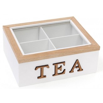 Коробка-шкатулка Bona I Love Tea для чая и сахара 4-х секционная 20x18x8 см