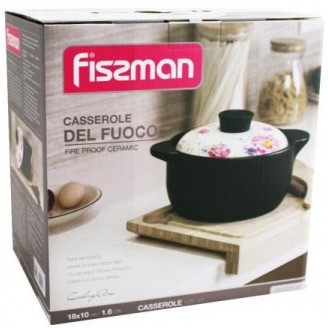 Кастрюля керамическая Fissman Del Fuoco Flowers 1.6л, жаропрочная керамика