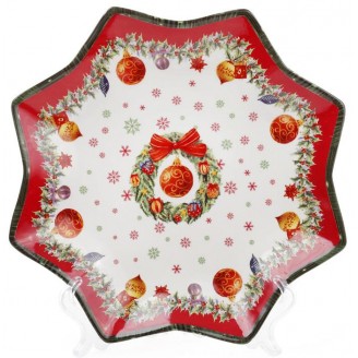 Тарелка фарфоровая Bona Рождественский орнамент Ø25см