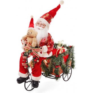 Новогодняя декоративная игрушка Санта на велосипеде 48см