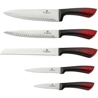 Набор ножей Berlinger Haus Black Burgundy 5 предметов на подставке