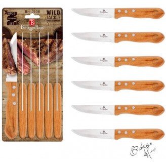 Набор 6 стейковых ножей Berlinger Haus Wild Jack's с деревянными ручками