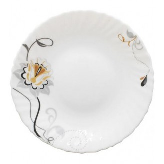 Набор 6 обеденных тарелок S&T Серебряный цветок Ø24см, стеклокерамика