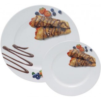 Набор тарелок для блинов S&T Pancakes Шоколад, блюдо Ø27см и 6 тарелок Ø20см