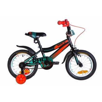 Велосипед FORMULA RACE 14" 8.5" 2021 Черно-оранжевый с бирюзовым (м)