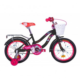 Велосипед FORMULA FLOWER 16" 10" 2021 Черный с розовым