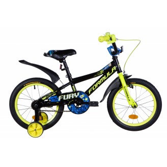 Велосипед FORMULA FURY 16" 8.5" 2021 Черно-желтый с синим