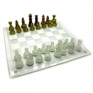 Шахматы стеклянные янтарные (39х39х6 см)