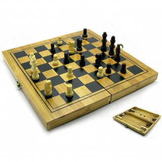 Нарды+шахматы+шашки бамбук 24х12 см
