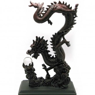 Статуэтка Дракон с хрустальной жемчужиной каменная крошка 36х13,5х12 см