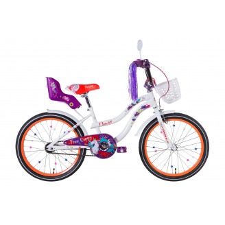 Велосипед FORMULA FLOWER PREMIUM 20" 13" 2021 Бело-оранжевый c фиолетовым