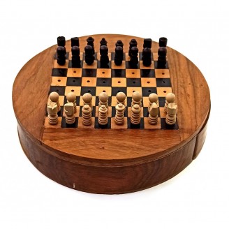 Шахматы дорожные деревянные d-15 см h-3.5 см