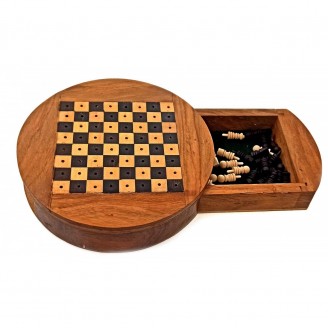 Шахматы дорожные деревянные d-15 см h-3.5 см