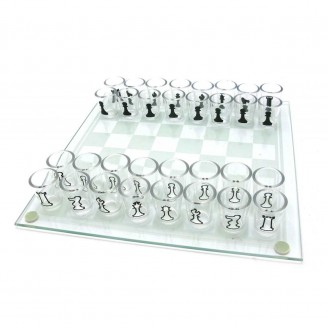 Шахматы с рюмками (086М) 25х25х5,5 см