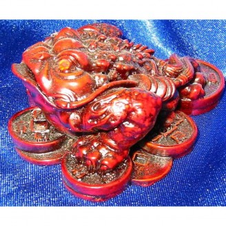 Статуэтка Жаба на монетах каменная крошка коричневая 7х6х3,5 см