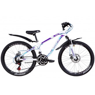 Велосипед DISCOVERY FLINT AM DD 24" 13" 2021 Бело-фиолетовый с синим