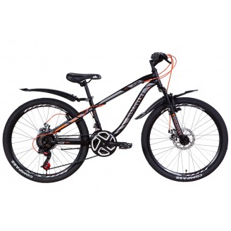 Велосипед DISCOVERY FLINT AM DD 24" 13" 2021 Черно-серый с оранжевым (м)