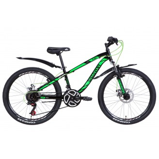 Велосипед DISCOVERY FLINT AM DD 24" 13" 2021 Черно-зеленый с белым