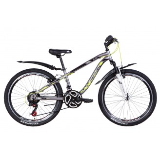 Велосипед DISCOVERY FLINT AM VBR 24" 13" 2021 Серебристо-черный с желтым