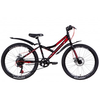 Велосипед DISCOVERY FLINT DD 24" 14" 2021 Черно-красный с серым