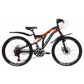 Велосипед DISCOVERY ROCKET DD 24" 15" 2021 Черно-оранжевый с бирюзовым (м)