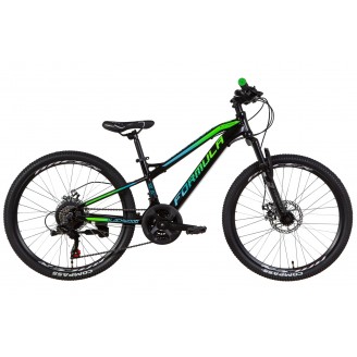 Велосипед FORMULA BLACKWOOD 1.0 24" 12.5" 2021 Черно-зеленый с синим