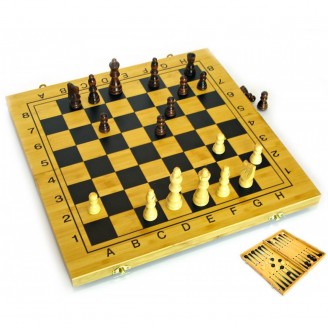 Нарды+шахматы из бамбука (29,5х29х2,5 см)