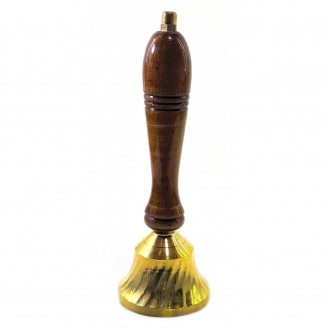 Колокольчик бронза с деревянной ручкой (16,3х6х6 см)