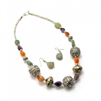 Ожерелье с камнями + серьги (56 см)