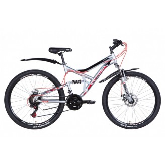 Велосипед DISCOVERY CANYON DD 26" 17.5" 2021 Серебристо-черный с красным