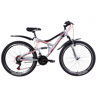 Велосипед DISCOVERY CANYON 26" 17.5" 2021 Серебристо-черный с красным