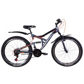 Велосипед DISCOVERY CANYON 26" 17.5" 2021 Графитово-черный с оранжевым (м)