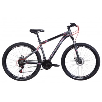 Велосипед DISCOVERY TREK DD 27.5" 17.5" 2021 Серо-черный с красным (м)