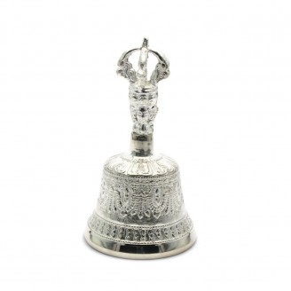 Колокол чакровый бронзовый посеребренный (№0)(d-6,5,h-11,5 см) (Непал)