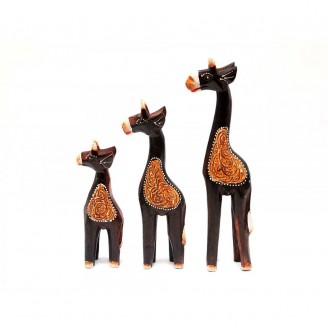 Статуэтка Жирафы 3 шт деревянные 24х5х3,5 см, 19х4,5х3 см, 15х4,5х3 см