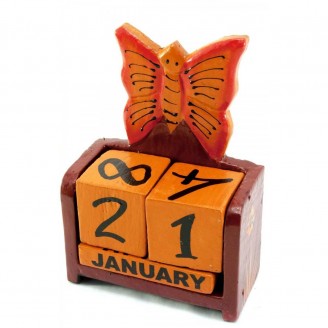 Календарь настольный Бабочка дерево коричневая 15х10х5 см