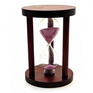 Часы песочные 3 мин розовый песок(7х7х10см)