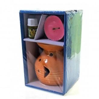 Аромалампа керамическая, оранжевая, подарочный набор (12,5х8х7,5 см) D