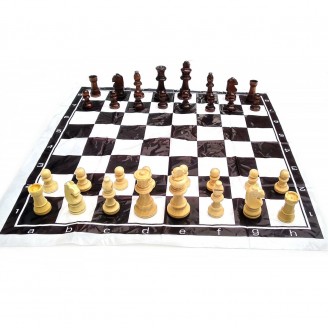 Шахматы дорожные в блистере с мягкой доской деревянные (h фигур 4-8.5 см ,d-2.5-3.5 см)